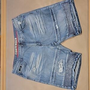 Contender Men's CTDR Distressed Denim Blue Jean Shorts, Light Wash, Size 44